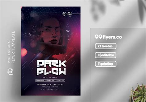 EDM Dark Glow Free PSD Flyer Template – 99Flyers