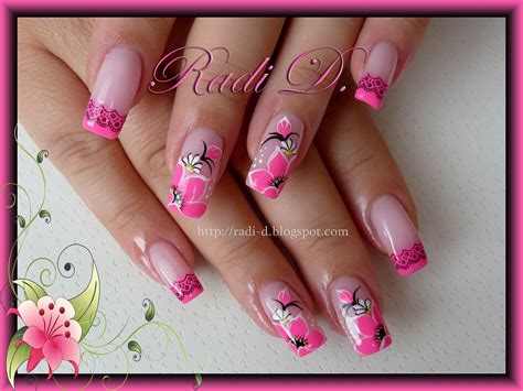 It`s all about nails: Neon Pink Tips and Flowers