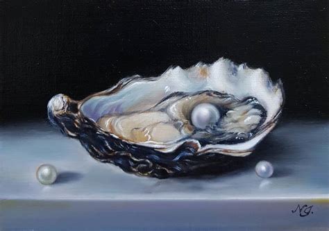 Oyster and pearls Painting by Natasha Junmanee | Saatchi Art