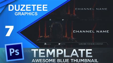Free Youtube Thumbnail Template PSD (Blue) - by Dara - YouTube