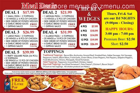 Menu at Centro Pizza pub & bar, Toronto, 286 Markham Road