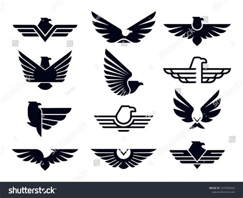 Eagle Symbol Silhouette Flying Eagles Emblem: vector de stock (libre de ...