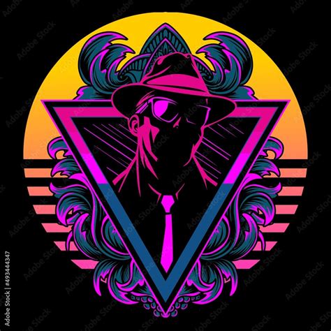 detective silhouette vector illustration in cyberpunk style Stock Vector | Adobe Stock