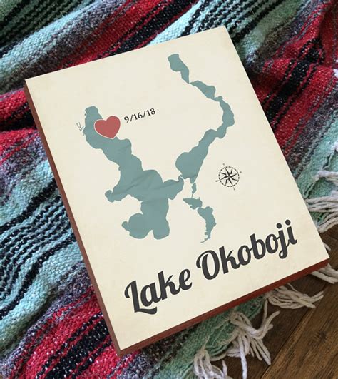 Lake Okoboji Map Art - Etsy