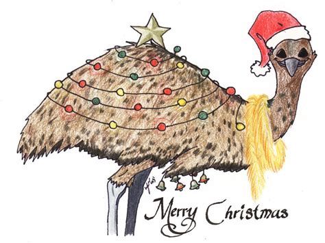 Aussie Christmas Card - Emu