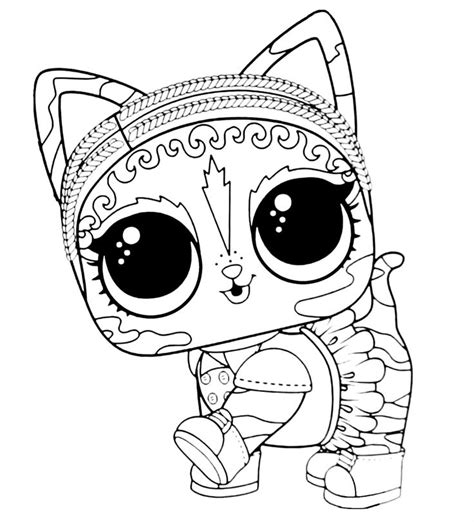 LOL Surprise Pet Coloring Page Agent Kitty | Love coloring pages, Bunny ...