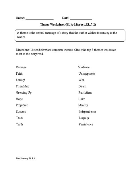 7th Grade Common Core | Reading Literature Worksheets