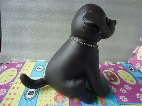 2020 Plush PU Leather Black Dog Toy Doll Handmade Stuffed Animal Toy Gifts Height 25 CM From ...