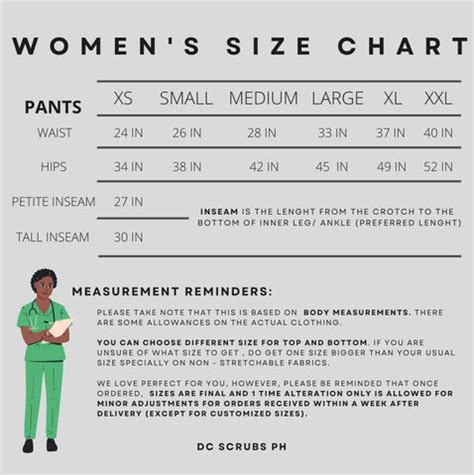 Size charts – DC Scrubs