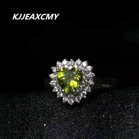 KJJEAXCMY NATURAL PERIDOT rings, 925 Sterling Silver Peridot rings, ladies superior crystal ...