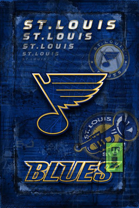 St. Louis Blues Hockey Poster, Blues Hockey Print, STL Blues in front ...