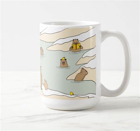 Cute capybara hot springs mug, Self Care Sunday capys, capybara Japanese onsen mug, baby capy ...