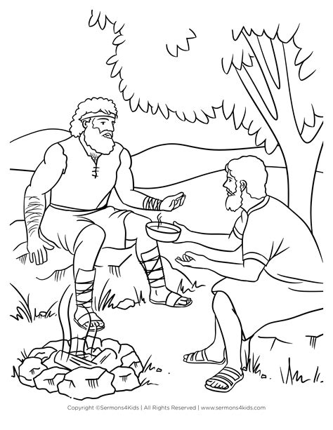 Jacob Tricks Esau For Birthright Coloring Page In 202 - vrogue.co