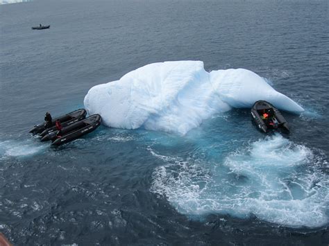 Pushing an Iceberg off Le Lyrial – Antarctica