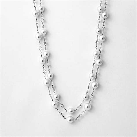 Long Pearl & White Topaz Necklace (White Gold) — Shreve, Crump & Low