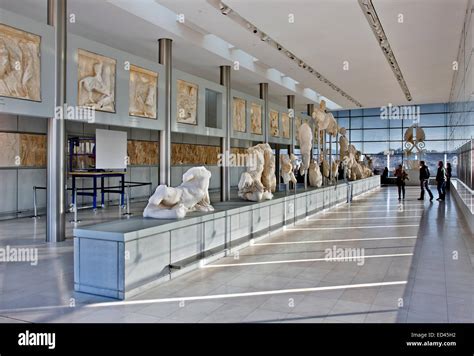 Inside view of the (new) Acropolis museum, part of the Parthenon Stock Photo, Royalty Free Image ...