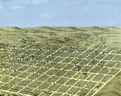 Leavenworth, Kansas in 1869 - Bird's Eye View Map, Aerial Map, Panorama, Vintage map, Antique ...