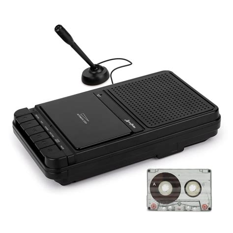 ByronStatics Portable Cassette Player Recorder With Stand Alone Microphone, Built-in Speaker ...