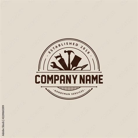 vintage handyman logo vector isolated vector de Stock | Adobe Stock