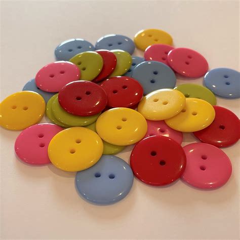 Large coloured round Buttons. Pack of 6. 22mm | Etsy