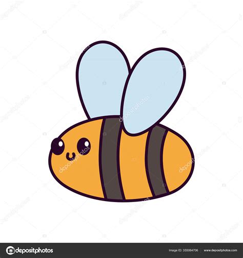 Cute flying bee cartoon on white background Stock Illustration by ©stockgiu #355064706