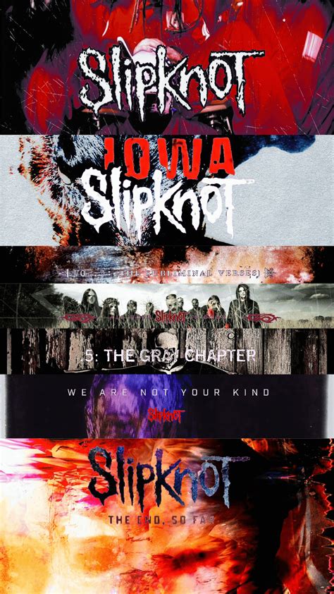 Made this wallpaper with all Slipknot studio albums and their names ...