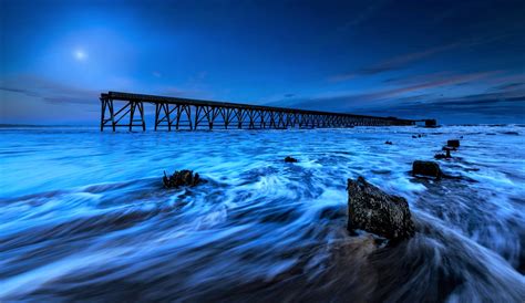 Download Blue Sea Ocean Man Made Pier HD Wallpaper