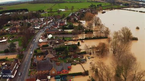 Drone Footage Illustrates Flooding Damage in Bedfordshire Following Storm Bella