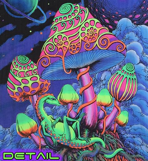 Trippy Wall Art 'cosmic Shrooms' Psychedelic Tapestry - Etsy