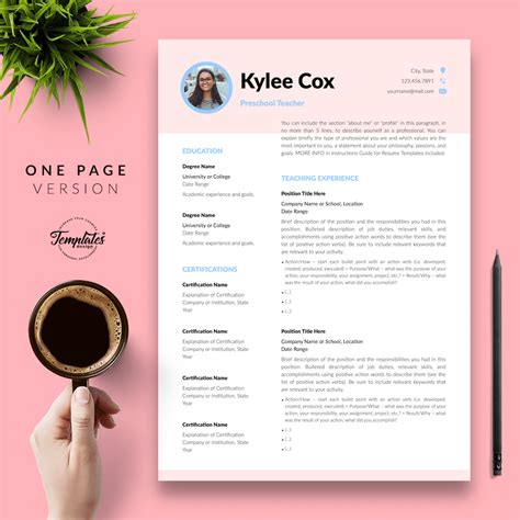 Beautiful Resume for Teacher "Kylie Cox" | Templates Design Co.