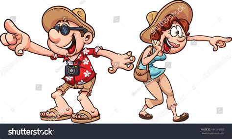 Excited Tourist Couple Vector Clip Art Stock Vector 194114780 - Shutterstock