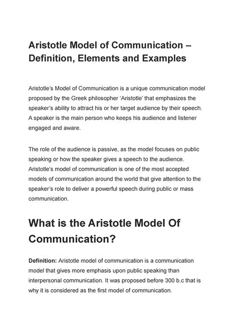 Aristotle Model of Communication – Definition, Elements and Examples ...