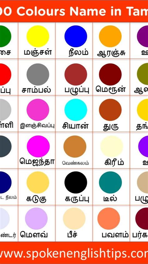 100 Colors Name in Tamil