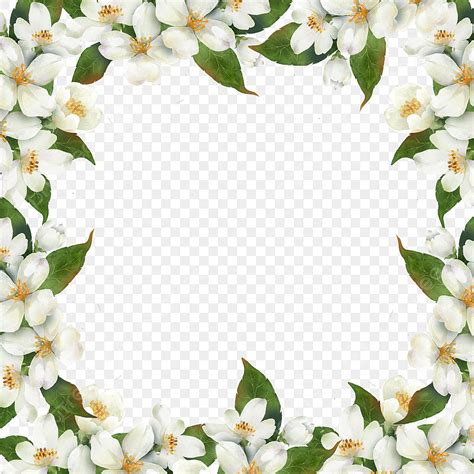 Bright Watercolor Flowers PNG Image, Jasmine Border Bright Watercolor Flowers, Jasmine, Frame ...