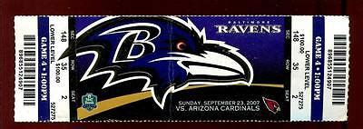 Football Ticket Baltimore Ravens 2007 9/23 Arizona Cardinals Ray Lewis | eBay