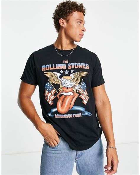 New Look Cotton Rolling Stones American Tour T-shirt in Black (Blue ...