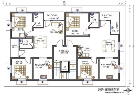 2400 square feet typical apartment house layout plan with furniture AutoCAD drawing includes ...