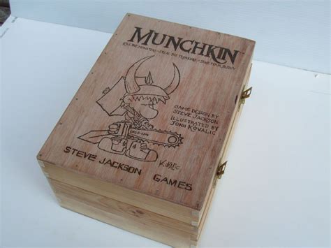 Munchkin storage box - the lid it decorated with 'pokerwork' | Munchkin card game, Munchkin ...