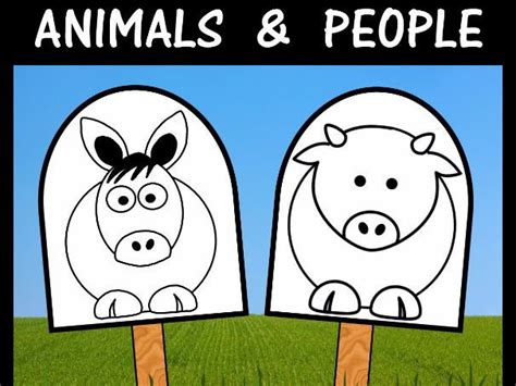 Stick puppet templates - animals and people | Teaching Resources