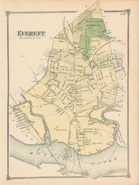 MAPA DE EVERETT Massachusetts 1875 Réplica o original | Etsy