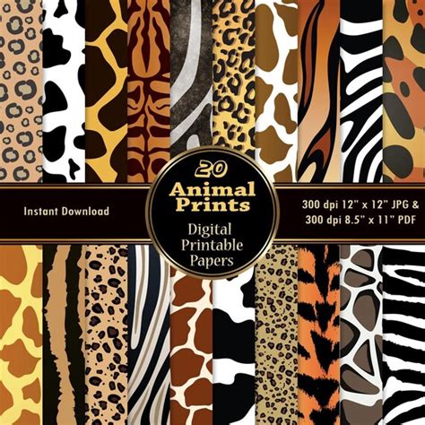 Animal Print Scrapbook Paper Pack Digital Papers 20 Digital | Etsy