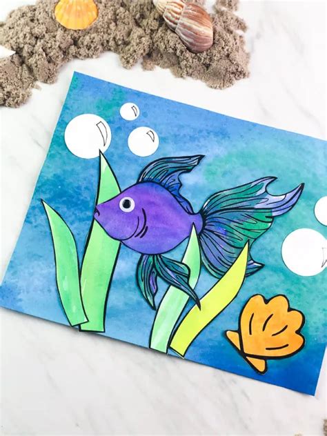 Easy Fish Painting For Kids [Free Template]