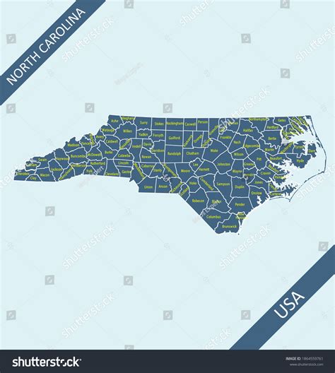 North Carolina Counties Map Labeled Stock Vector (Royalty Free ...