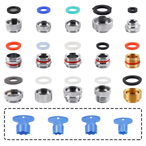 Buy 15pcs Faucet Adapter Kit, Brass Faucet Aerator Adapter Set Male Female Kitchen Faucet ...