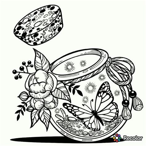 Bottle Tattoo Design with Flowers and Butterflies