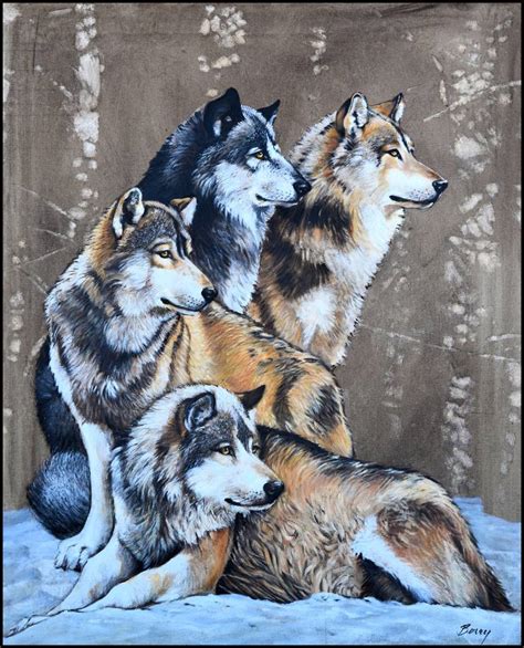 Wolf Pack Painting by Charles Berry | Saatchi Art