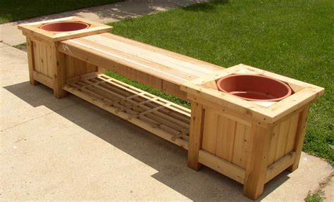 DIY Wood Planter Bench Plans Wooden PDF build woodworking workbench | Wooden garden planters ...