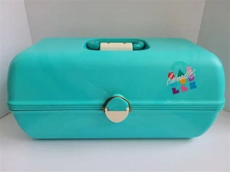 VINTAGE CABOODLES MAKEUP Case 3 Tier Travel Vanity Mirror Teal Model ...