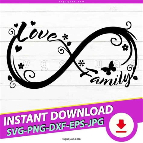 Infinity Love Family SVG Png Cricut Silhouette Love Family DIY Decoration