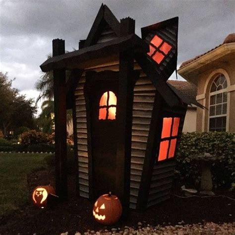 Static: Haunted House prop, lights up and folds away for storage, cardboard build | Halloween ...